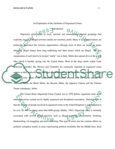 An Exploration of the Attributes of Organized Crime