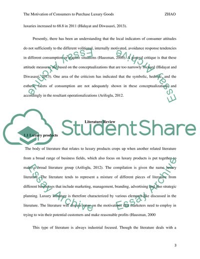 The Consumption of Luxury Goods by the Consumers