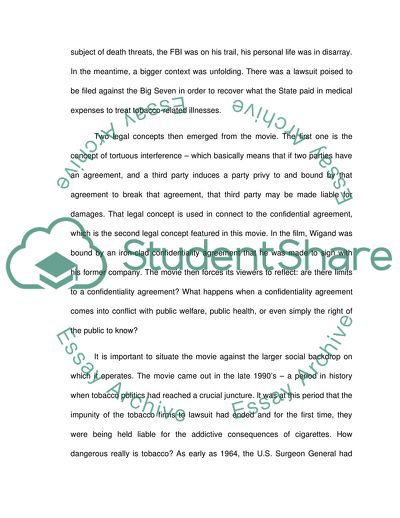 Tobacco Politics and the Film the Insider