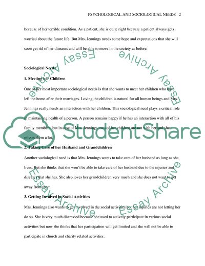 Patients Psychological and Sociological Needs