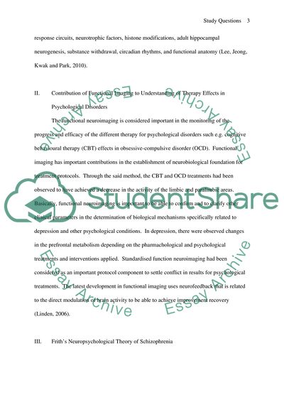 Neurotransmitter Models of Depression and Friths Neuropsychological Theory of Schizophrenia
