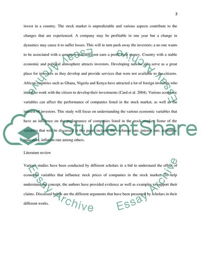 Impact of Economic Variables on Stock Prices of Companies Listed In the Stock Market