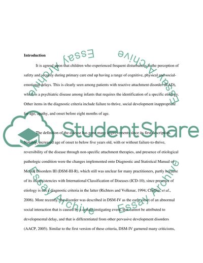 Aetiology and the Treatment of Restrictive Attachment Disorder