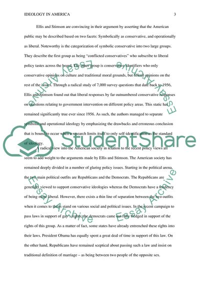Analysis of Ideology in America Written by Ellis and Stimson