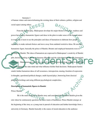 Influence of Humanism on Shakespeares Hamlet