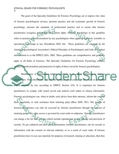 Ethical Issues for Forensic Psychologists