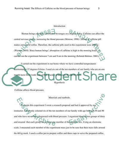 The Effects of Caffeine on the Blood Pressure of Human Beings