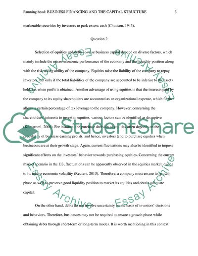 Business Financing and the Capital Structure