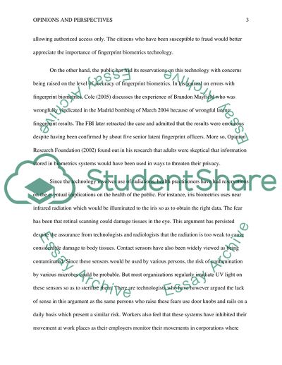A Biometrics Technology: Various Opinions and Perspectives