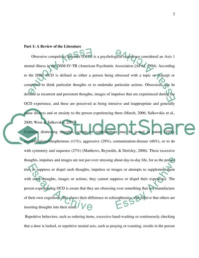 Obsessive compulsive disorder