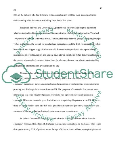Literature review on patient discharge instructions