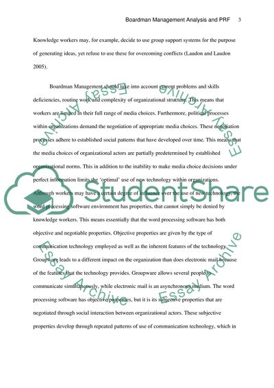 Boardman Management Analysis and PRF