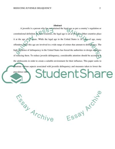 Reducing Juvenile Delinquency