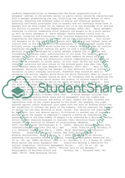 What are the moral responsibilities of managers