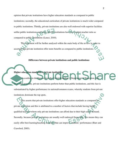 Educational differences in public institutes and in private institute