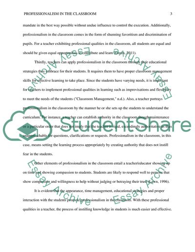 Professionalism in the Classroom