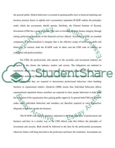 ICAEW Code of Ethics vs CISI Code of Conduct