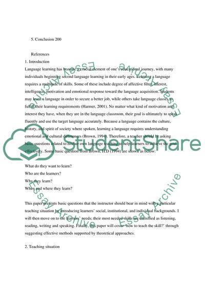 Second Language Teaching and Learning