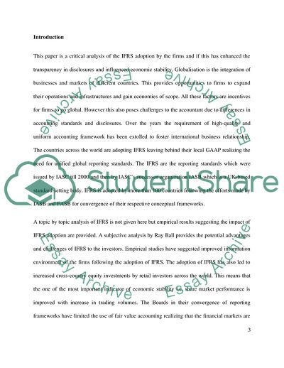 Contribution of IFRS to Rising Transparency for Stakeholders and IDEAs Effect on Economic Stability