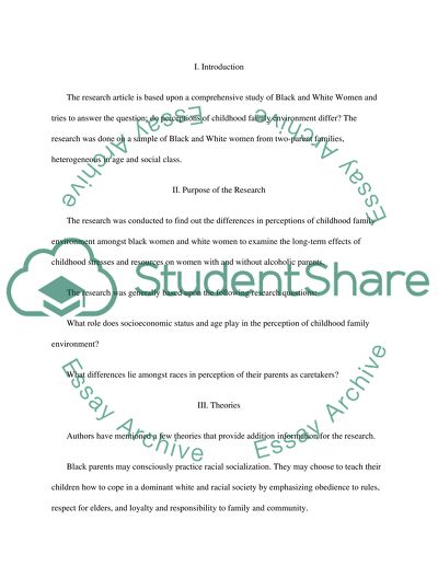 Black women and white women: do perceptions of childhood family environment differ