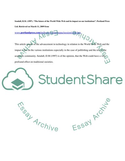 The Future of the Internet in The World Wide Web by Wendy Boswell