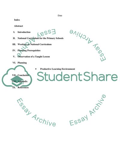National Curriculum for the Primary Schools