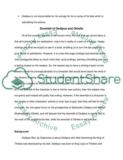 Comparison of Sophocles Oedipus and William Shakespeares Othello
