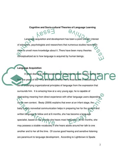 Cognitive and Socio-cultural Theories of Language Learning