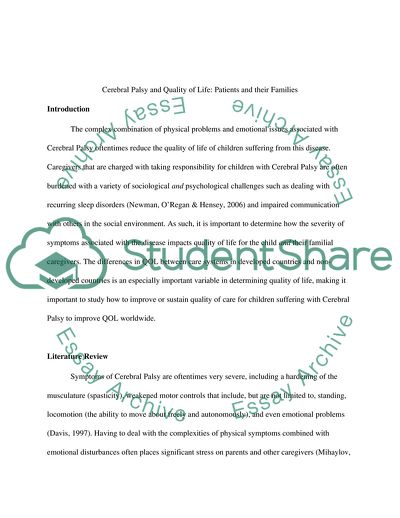 Cerebral Palsy and Quality of Life