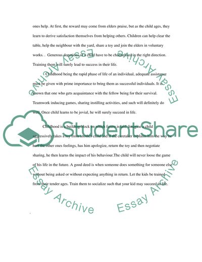 Childhood as a Building Block of a Future