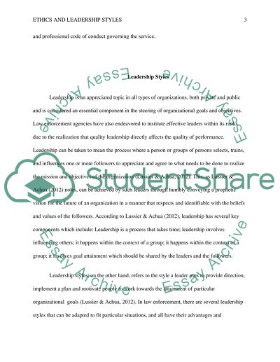 Leadership Styles and Ethics for Law Enforcement Administrators