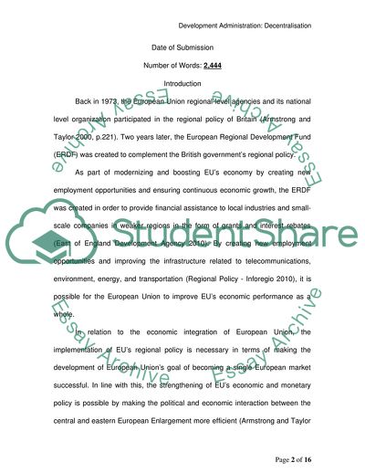 Decentralisation of the European Union