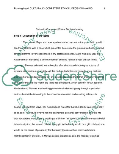 Culturally Competent Ethical Decision Making