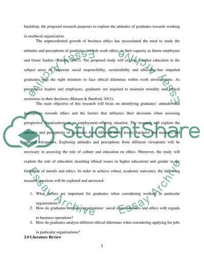 How Do Graduates Feel about Working in an Unethical Organization