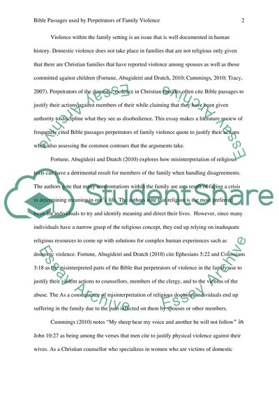 Bible Passages Used by Perpetrators of Family Violence