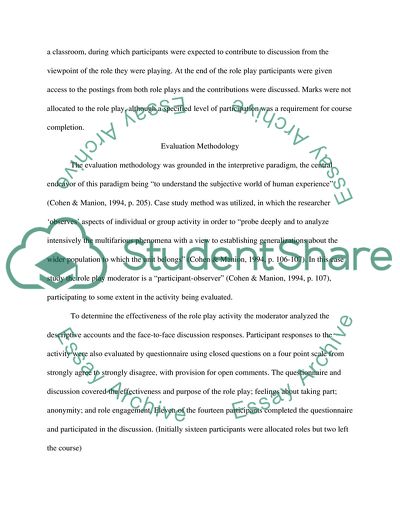 Debriefing and Evaluation of the Role Play