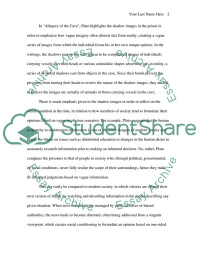The Relationship of Individual to Society- How ones perception of reality is influenced more by society than the individual in Platos The Allegory of the Cav
