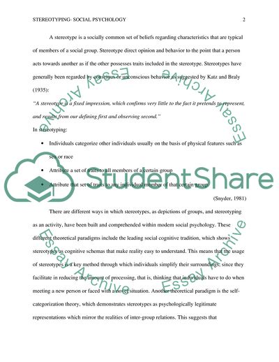 Stereotyping: Social Psychology