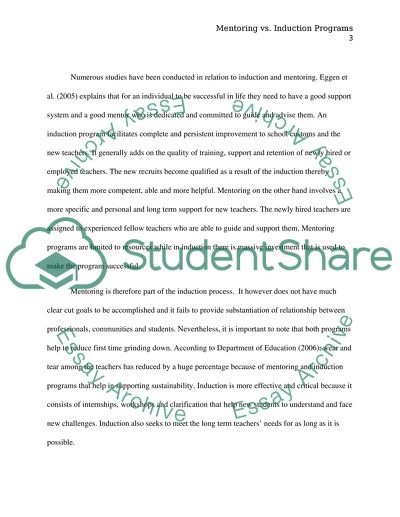 Mentoring vs. Induction Programs