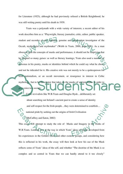 Image and Mask Ideas in Works of Yeats