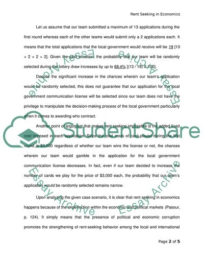 Rent Seeking in Economics