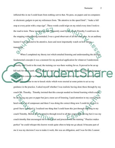 driving school experience essay
