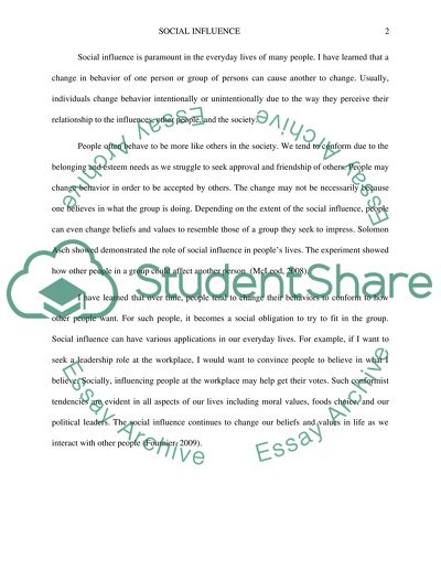 Social Influence on a Persons Behavior