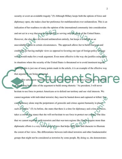 Hillarys Strong Rhetoric