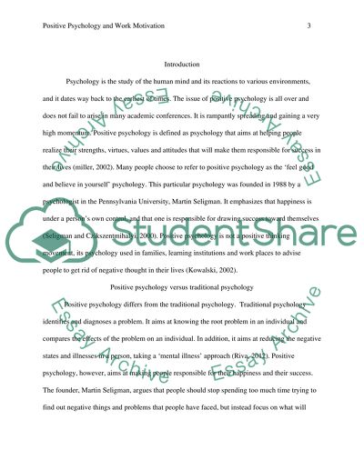 Positive Psychology and Work Motivation