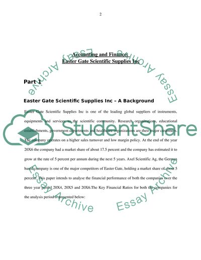 Accounting and finance:Easter Gate Scientific Supplies Inc