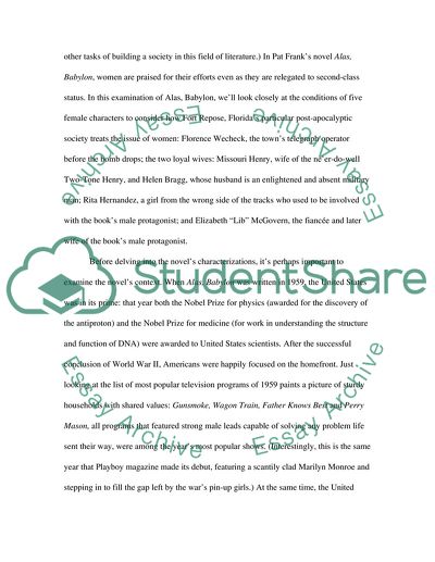 The troubling position of women in Pat Franks Alas, Babylon