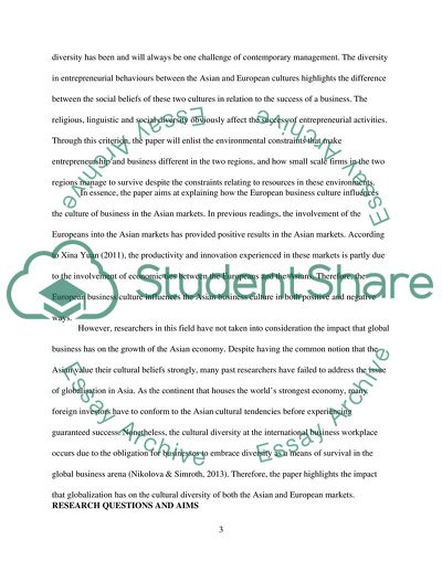 Does Business Culture in Europe Influence the Culture in Asia