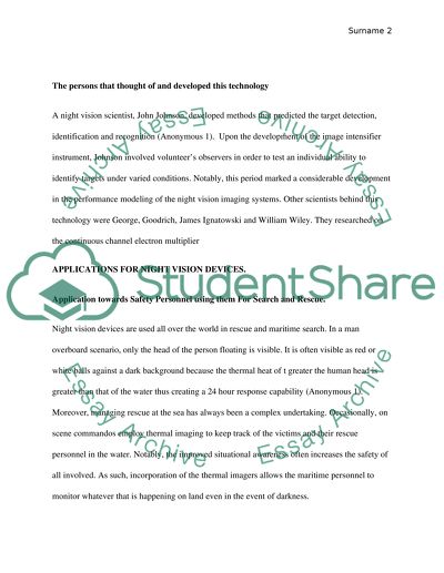 Development of Night Vision Devices
