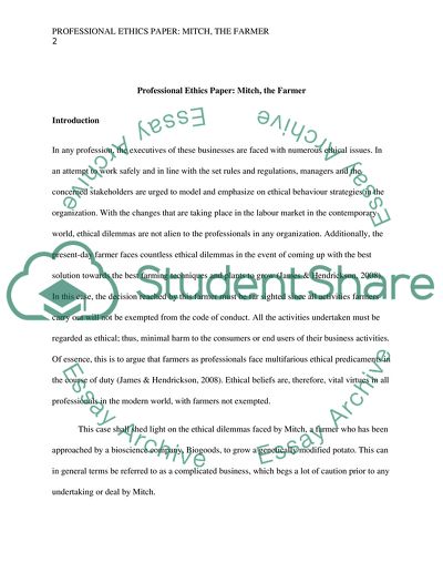 Professional Ethics of Farmers